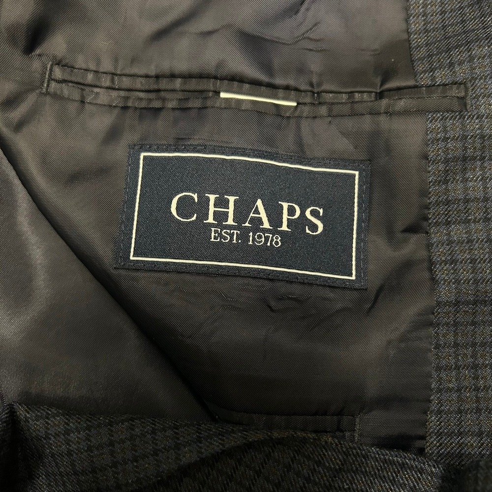 Chaps Mens Navy Blue Micro Check Blazer Sport Coat Jacket 42R Two Button - Picture 7 of 12